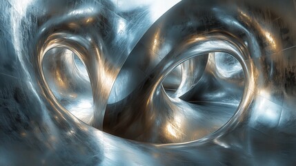 Poster - Abstract metallic sculpture, interior, glowing, futuristic, design, background, architecture, website