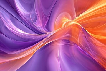 Poster - Abstract Purple and Orange Swirls: Dynamic Fluid Art Design,  Vibrant Color Gradient,  Smooth Texture Wallpaper
