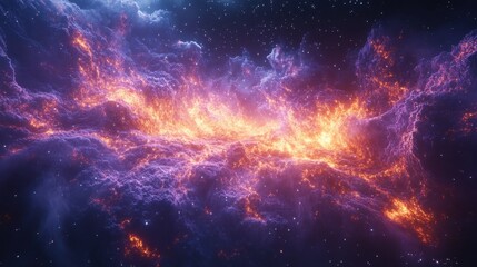 Aufkleber - Fiery nebula cosmic cloud space background, science fiction