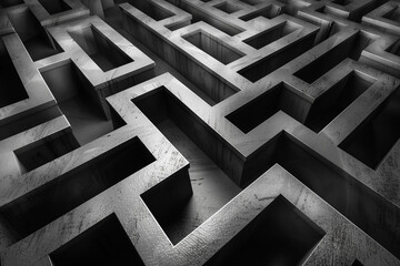 Aufkleber - Labyrinth of interwoven lines, forming an optical illusion of a three-dimensional maze.