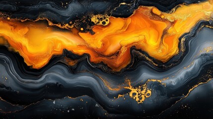 Poster - Abstract gold orange black marble texture; art background