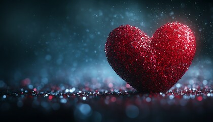 Poster - Heart of small red geometric shapes
