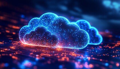Poster - Advanced cloud computing landscape with AIenhanced software applications, glowing global network, ultraHD, cyberinspired futuristic digital art