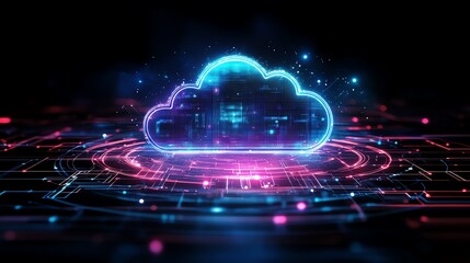 Leinwandbilder - AIpowered cloud computing with secure encrypted data streams, futuristic softwareasaservice interface, highdefinition cyber visuals, scifi tech aesthetics