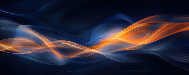 Poster - Abstract Waves: Blue and Orange Energy Flowing Dynamically across the Screen, Creating a Mesmerizing Visual Experience.