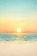 Wall Mural -  sunset over a calm sea watercolor view