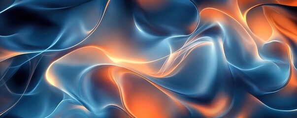 Poster - Abstract Waves: Flowing Digital Art, Vibrant Hues, Glowing Lines, Smooth Curves, Seamless Pattern, Dynamic Motion,  Fluid Forms