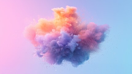 Poster - Vivid clouds of colorful smoke burst against a soft backdrop, blending hues of pink, blue, purple, and orange, ideal for stylish mobile wallpaper or artistic projects