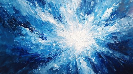 Wall Mural - bright blue and white explosion of light, energetic and vibrant, resembling a burst of cosmic energy