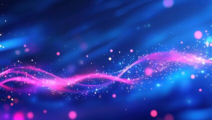 Poster - Vibrant Pink and Blue Particles Flowing Dynamically in Abstract Motion Background