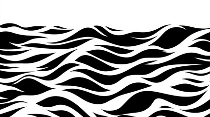 Poster - Abstract black and white wavy ocean design, perfect for website backgrounds