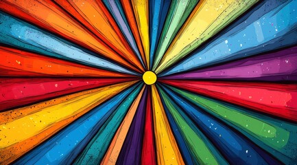 Poster - Colorful Abstract Background with Rays of Light Radiating from the Center in a Vibrant and Dynamic Style