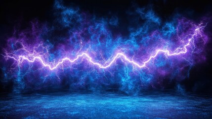 Poster - Electric lightning bolt energy, dark smoky background, abstract art, digital design