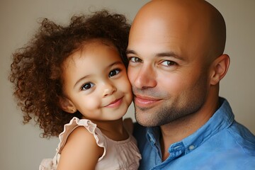 photo of a black father with his daughter. the little girl is kissing her father on the cheek