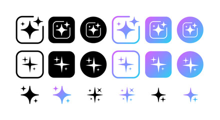 artificial intelligence stars app logo colorful icon set. generate icon. ai stars icon. set of artif