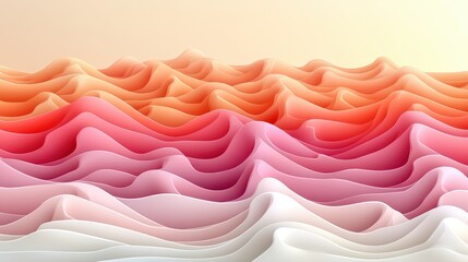 Poster - Abstract pink, orange wave landscape, soft light, background design, website banner