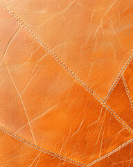 Distressed leather fabric background in rich orange color with texture