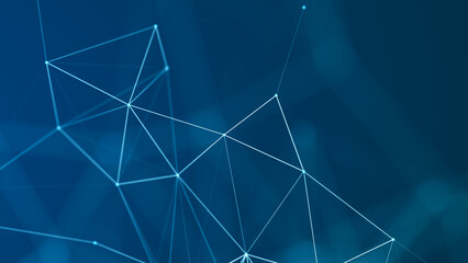 Leinwandbilder - Abstract digital communication points. Technological background. Network connection structure. Color plexus effect. 3D