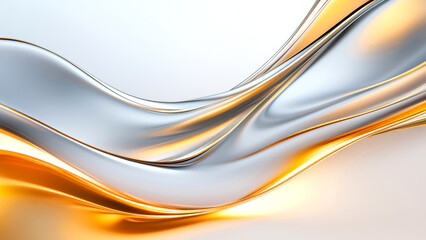 Wall Mural - Elegant curves blend metallic silver with warm golden tones