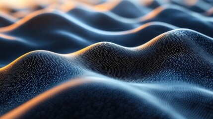 Poster - Abstract wavy surface, sunset background, digital art, website design