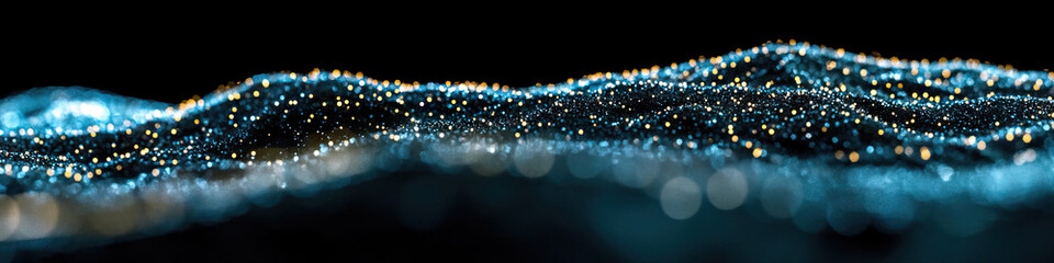 Poster - Abstract Teal and Gold Particle Field
