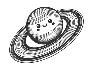 Wall Mural - cute kawaii saturn vector illustration