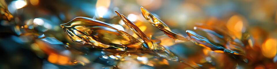 Poster - Abstract Image of Amber-Colored Fluid Forms