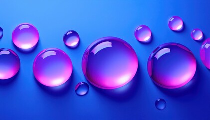 Aufkleber - vibrant purple glass spheres on blue background for futuristic design, abstract texture, 3d rendering, digital art

