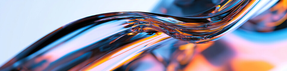 Poster - Abstract Render:  Blue, Orange, and Black Translucent Fluid Form