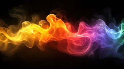 Poster - Colorful smoke swirls on black background, abstract design