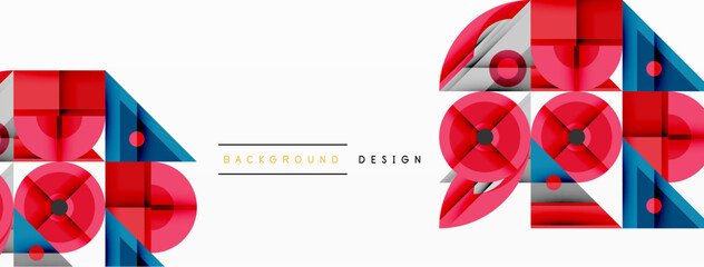 Poster - Dynamic geometric composition with sharp angles, circular forms, and gradient colors