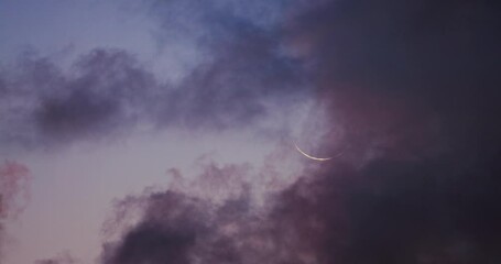 Wall Mural - crescent moon and stars in night sky with scenic color clouds