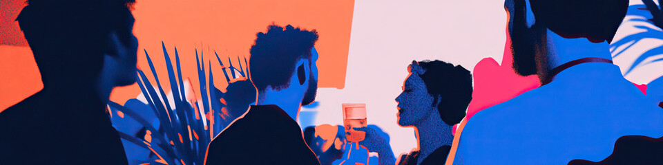 Poster - Stylized Illustration of Social Gathering