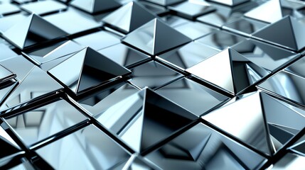 Poster - An abstract image of metal pyramids.