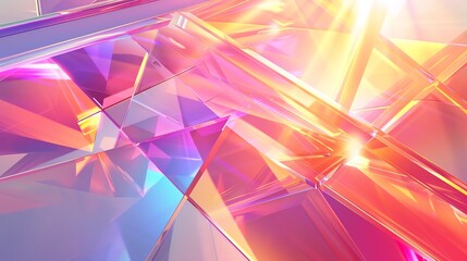 Poster - A 3D rendering of colorful, geometric shapes, with a bright light source.