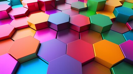 Poster - A honeycomb pattern of colorful hexagons.