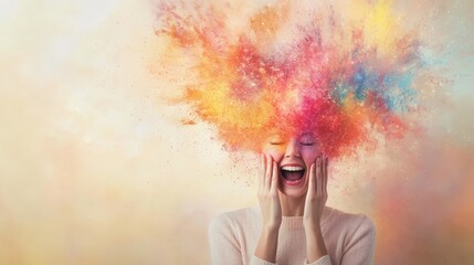 Aufkleber - Colorful burst of energy symbolizing mental overload and creativity. Represents concepts like stress, burnout, and the overwhelming nature of thoughts and ideas