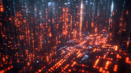 Poster - Digital city data stream, futuristic technology background