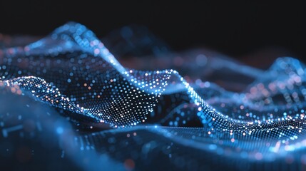 Poster - Abstract background with a blue, glittering, digital wave.
