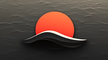 Poster - Abstract sunset over dark waves with a minimalist style for graphic designs
