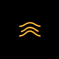 Poster - Three Glowing Orange Wavy Lines on a Black Background Minimalist Design