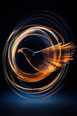 Poster - Abstract eagle outline surrounded by concentric glowing rings