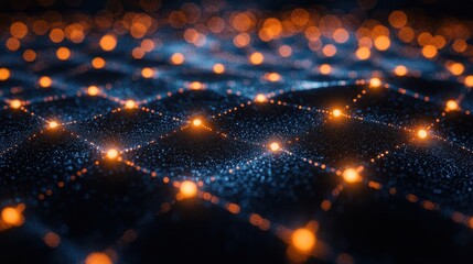 Fototapete - Abstract glowing grid, network, digital, technology background, for website header