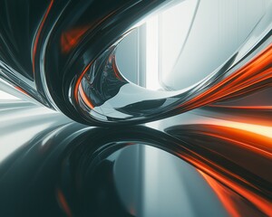 Poster - Abstract futuristic architecture interior, smooth curves, glowing light, modern design, interior view, ideal for product showcases, promotional materials