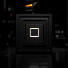 Poster - Abstract Dark Box with Illuminated Square Center in Dark Setting Background