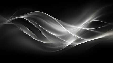Poster - Abstract flowing white lines on a dark background create a dynamic and modern effect