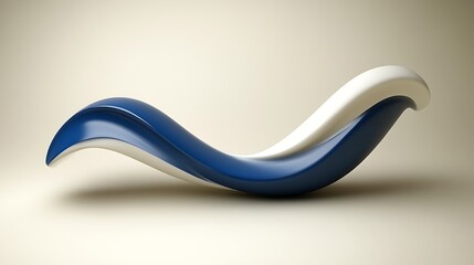 Aufkleber - Abstract blue and white wavy shape on a light background, a dynamic and modern 3D render