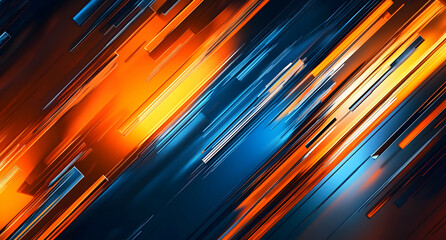 Poster - dynamic abstract background featuring vivid orange and deep blue diagonal lines, creating a modern a