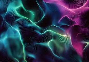 Poster - luminous data streams, an abstract topography of interconnected light waves showcasing dynamic curva
