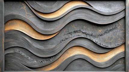 Wall Mural - abstract gold and black wave texture: modern luxury art wallpaper background